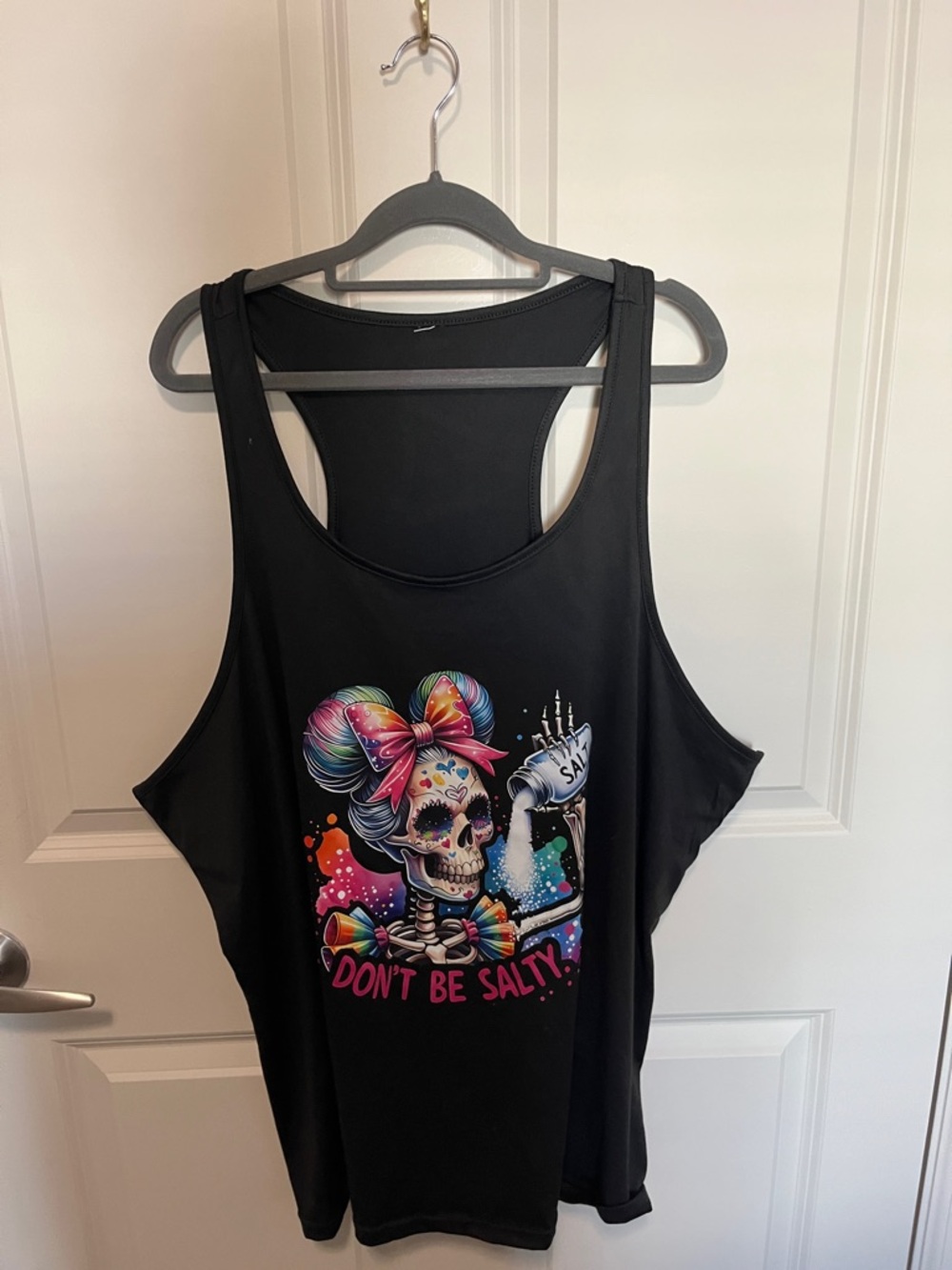 Don't Be Salty Black Graphic Racerback  Tank Top